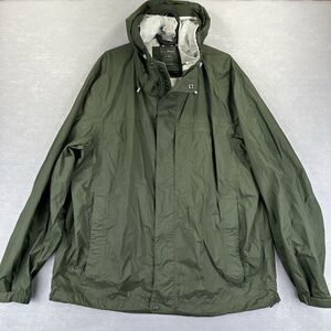 LL Bean Jacket Mens XL Green Water-resistant Hooded Windbreaker Nylon 268316